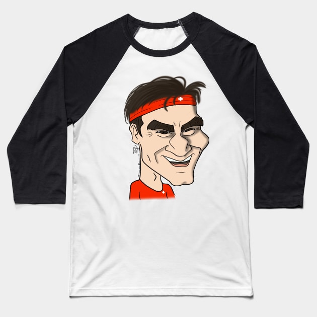 Roger Federer Baseball T-Shirt by Luzinha